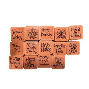 Rubber Stamp Collection Wood Block Greetings Craft Set Cute Chunky Designs